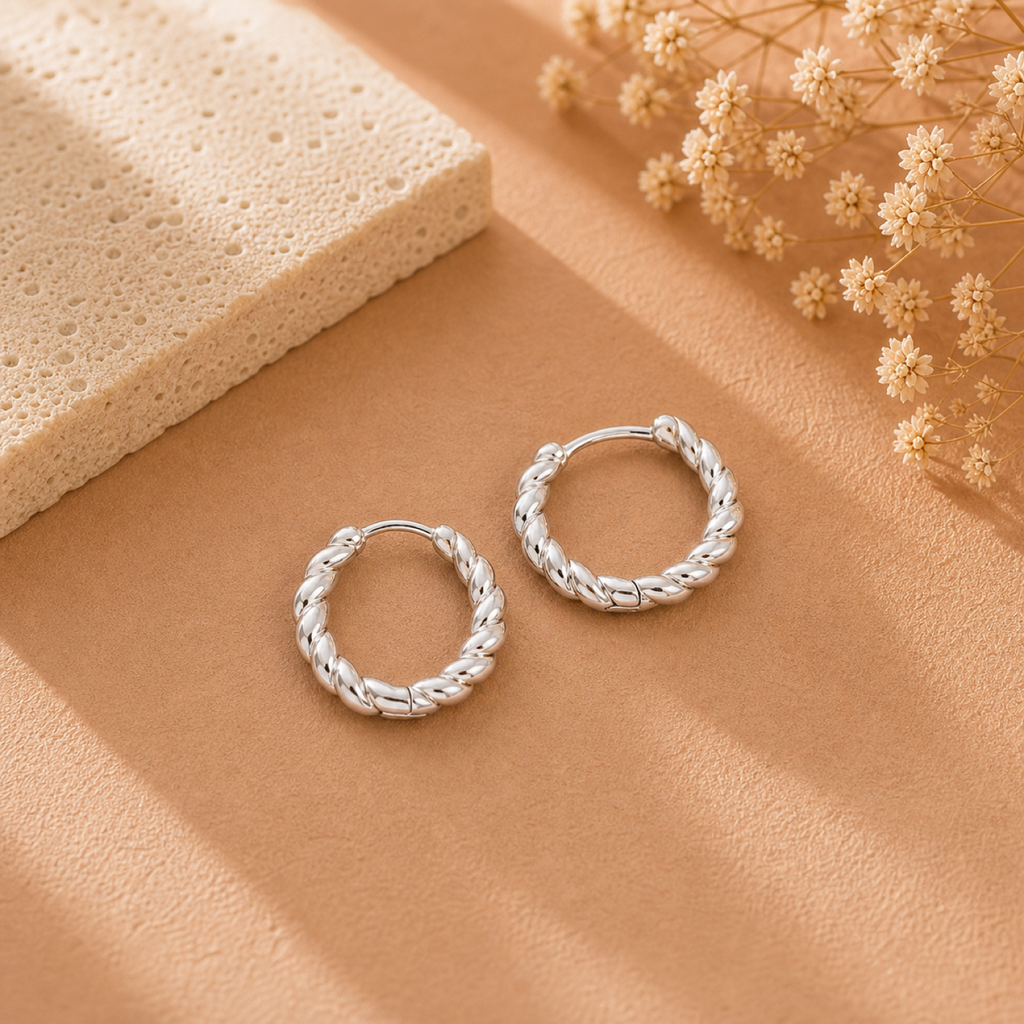 Hilde Twisted Huggie Hoops
