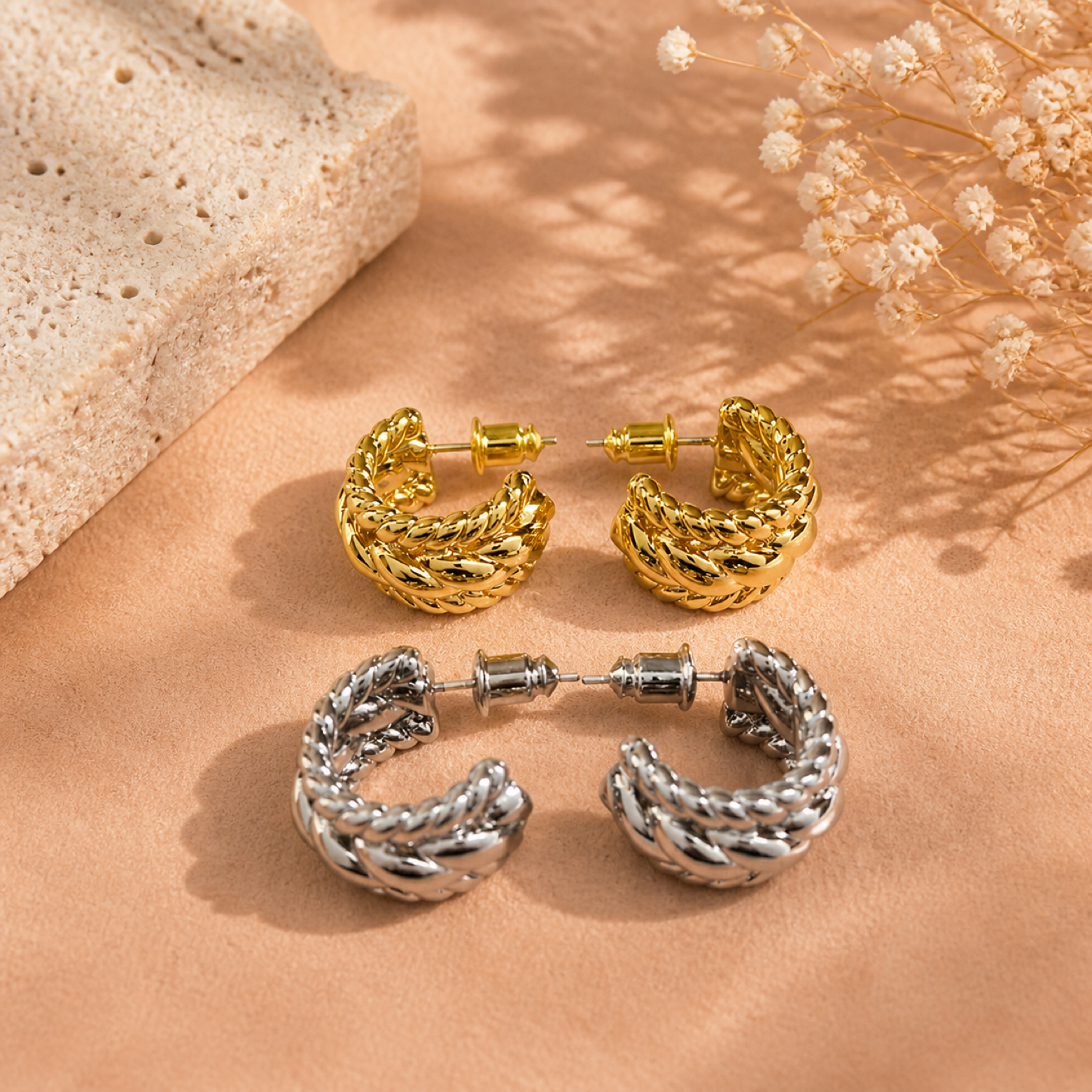 Pia Twisted Huggie Hoops