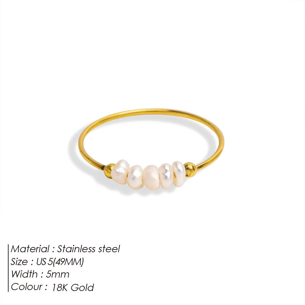 Vilja Pearl Wire Ring — Gold / 6