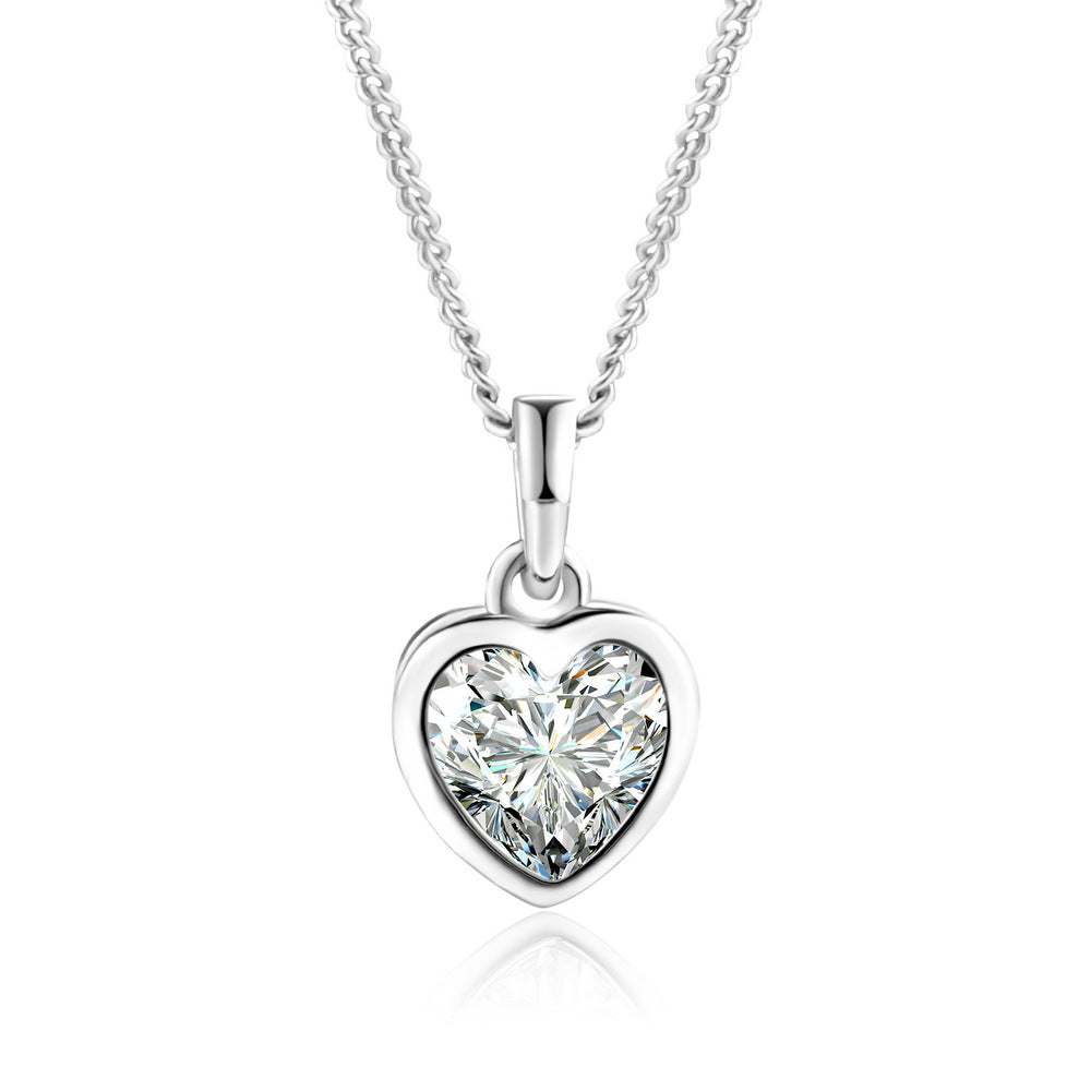 Lykke Pendant Necklace — Heart pendant necklace Platinu